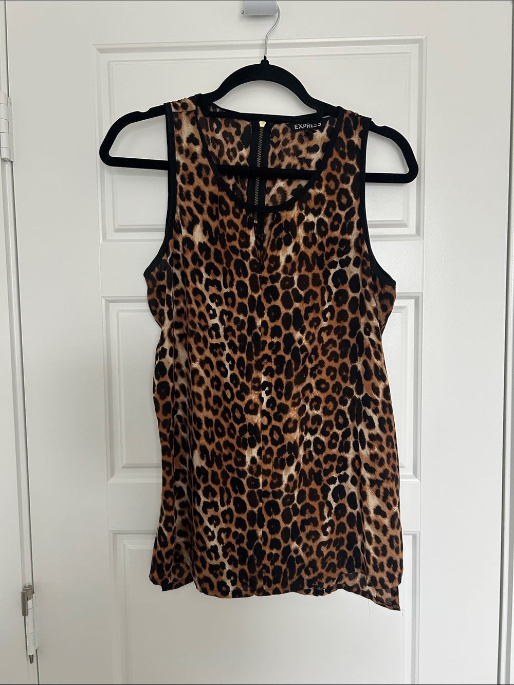 Express Leopard Print Sleeveless Tank Top - Brown & Black